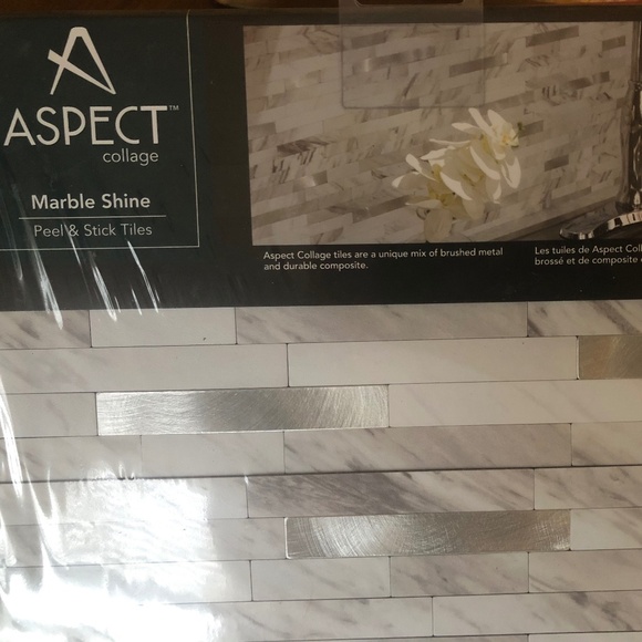 Peel and stick Aspect Marble Shine 'tiles' two sheets per pack (3 packs) - Picture 2 of 2